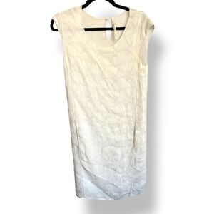Transit Par Such Cream‎ Textured Sleeveless Midi Dress Size L